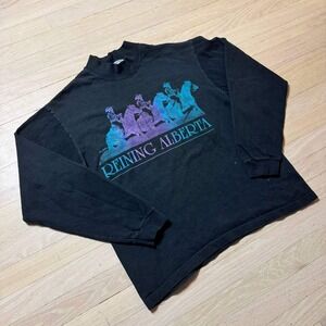 Vintage Reining Alberta Horse Graphic Long Sleeve Mock Neck Shirt Mens Medium